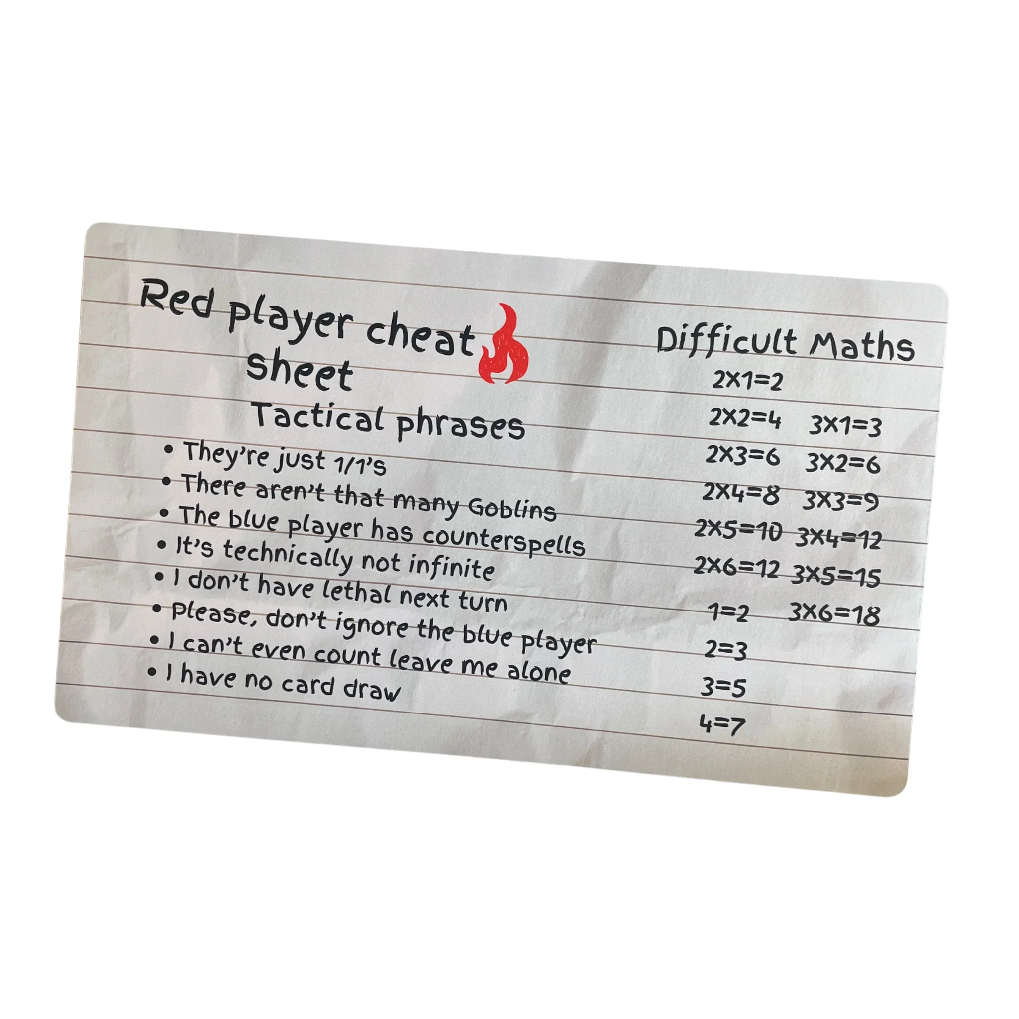 Red Player Cheat Sheet Playmat
